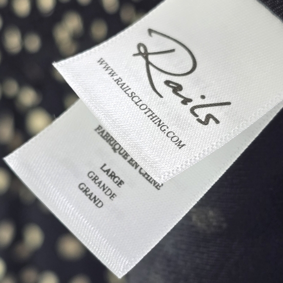 Rails Dress Womens Large Black Polka Dot Karla Ivory Spots Button Mini Smocked - Picture 11 of 15